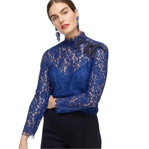 J. Crew Floral Lace Blouse Size 2 Mock Neck Whimsigoth Fairy Steampunk Holiday